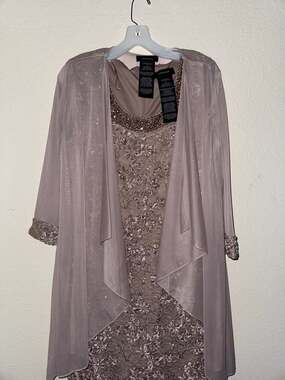 R&M Richards Floral Lace Sheath Dress with Sheer Chiffon Jacket